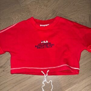 Fila Red Crop Top with Adjustable Hem